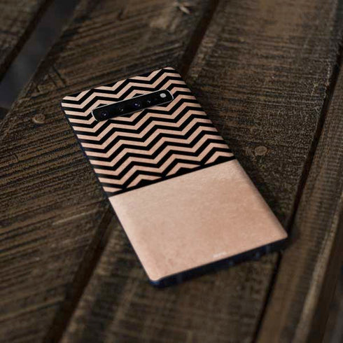 Rose Gold Chevron Split Galaxy S10 Skin
