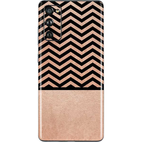 Rose Gold Chevron Split Galaxy S20 Fan Edition Skin