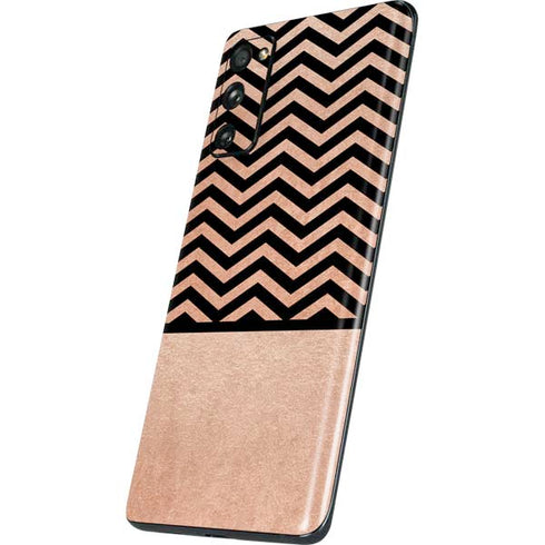 Rose Gold Chevron Split Galaxy S20 Fan Edition Skin
