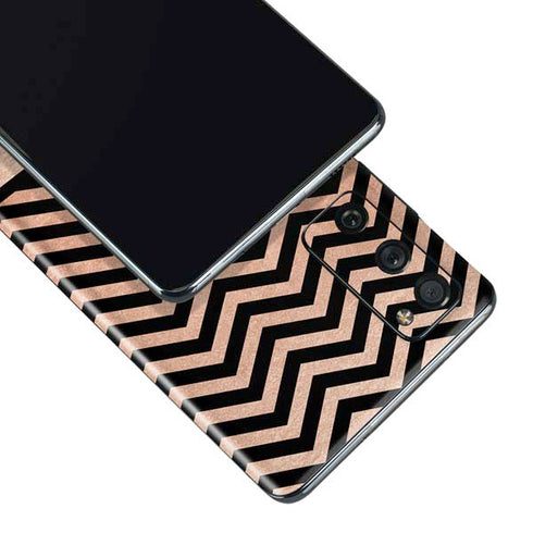 Rose Gold Chevron Split Galaxy S20 Fan Edition Skin