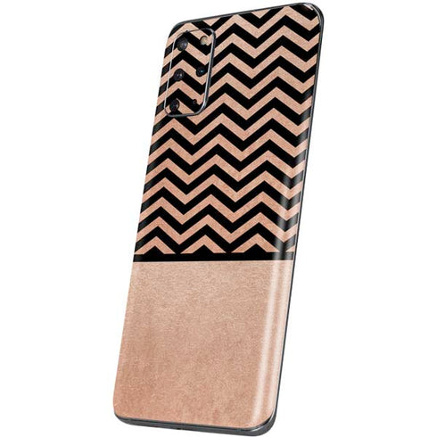 Rose Gold Chevron Split Galaxy S20 Plus Skin