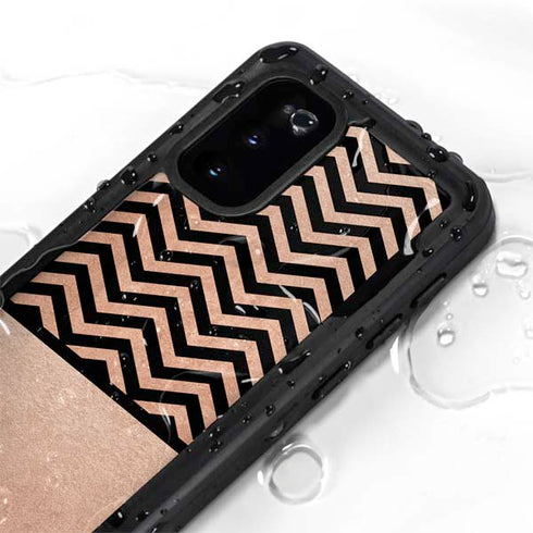 Rose Gold Chevron Split Galaxy S20 Waterproof Case
