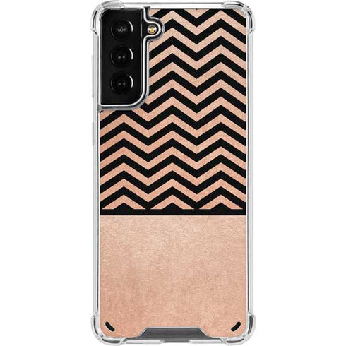 Rose Gold Chevron Split Galaxy S21 Plus 5G Clear Case
