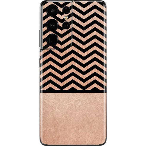 Rose Gold Chevron Split Galaxy S21 Ultra 5G Skin