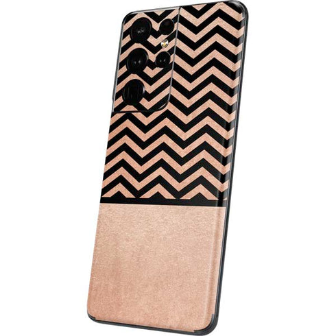 Rose Gold Chevron Split Galaxy S21 Ultra 5G Skin