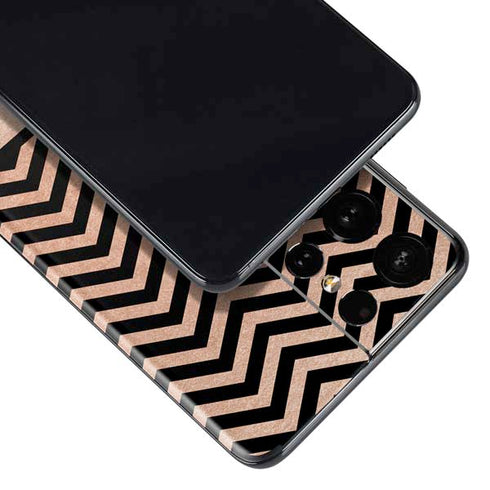 Rose Gold Chevron Split Galaxy S21 Ultra 5G Skin