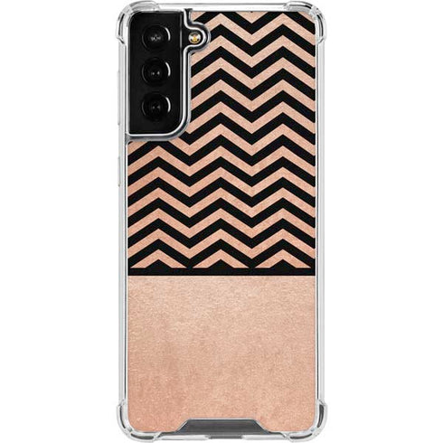 Rose Gold Chevron Split Galaxy S22 Plus Clear Case