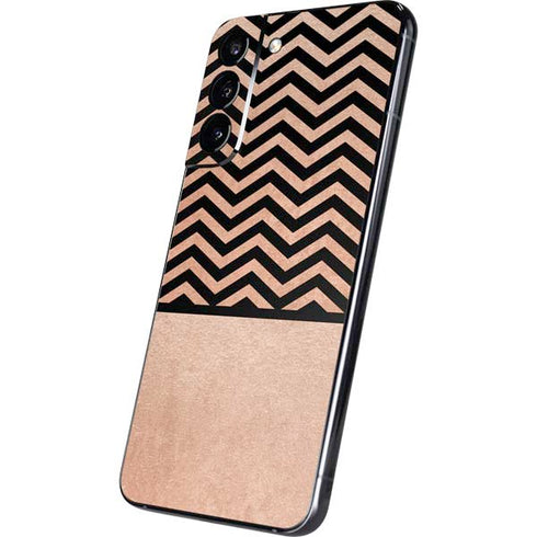 Rose Gold Chevron Split Galaxy S22 Plus Skin