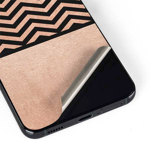 Rose Gold Chevron Split Galaxy S22 Plus Skin