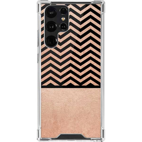 Rose Gold Chevron Split Galaxy S22 Ultra Clear Case