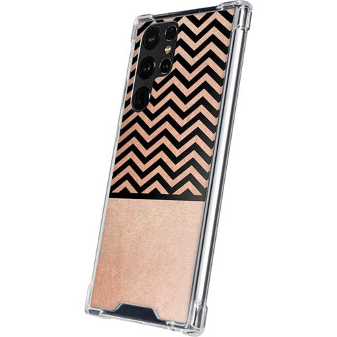 Rose Gold Chevron Split Galaxy S22 Ultra Clear Case