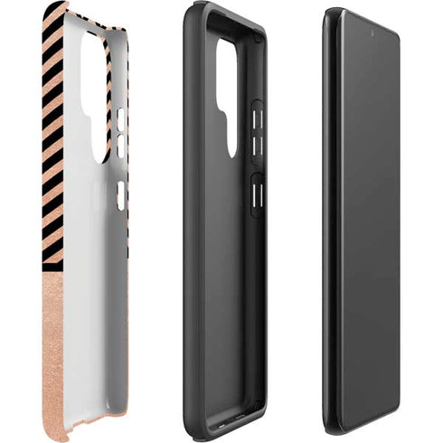 Rose Gold Chevron Split Galaxy S22 Ultra Pro Case