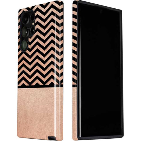 Rose Gold Chevron Split Galaxy S22 Ultra Pro Case