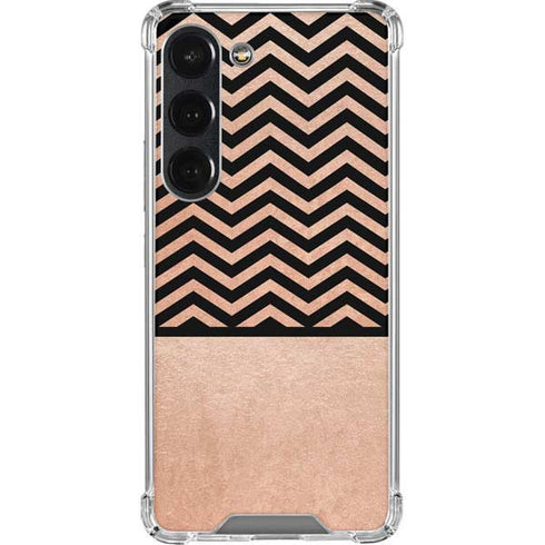 Rose Gold Chevron Split Galaxy S23 Clear Case