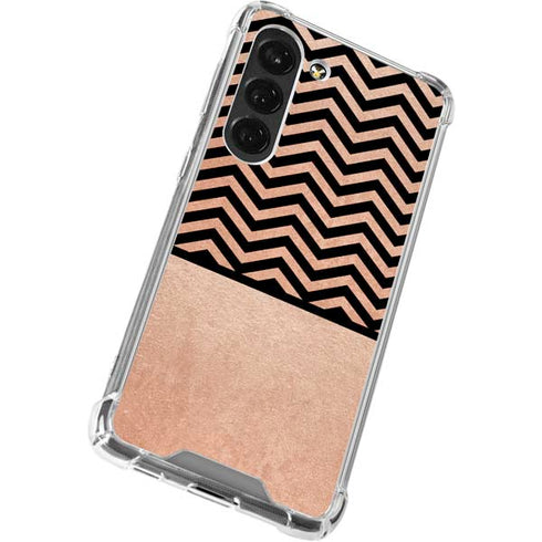 Rose Gold Chevron Split Galaxy S23 Clear Case