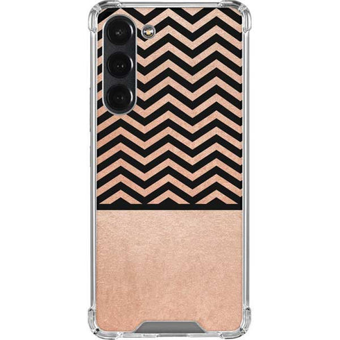 Rose Gold Chevron Split Galaxy S23 Plus Clear Case
