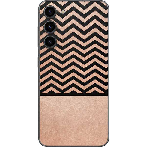 Rose Gold Chevron Split Galaxy S23 Plus Skin