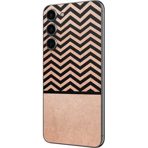 Rose Gold Chevron Split Galaxy S23 Plus Skin