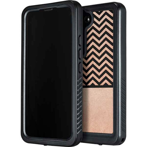 Rose Gold Chevron Split Galaxy S23 Plus Waterproof Case
