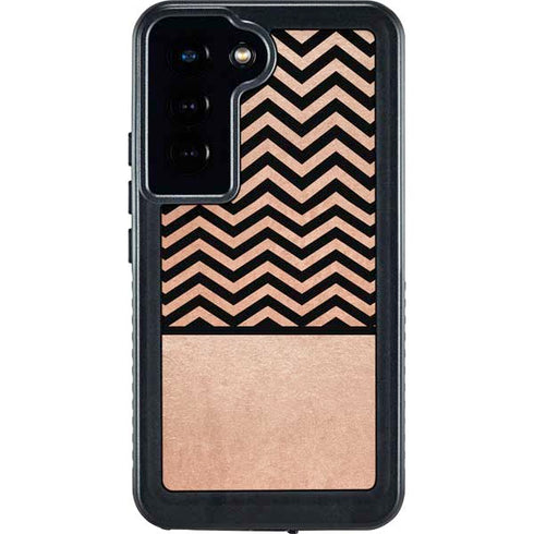 Rose Gold Chevron Split Galaxy S23 Waterproof Case