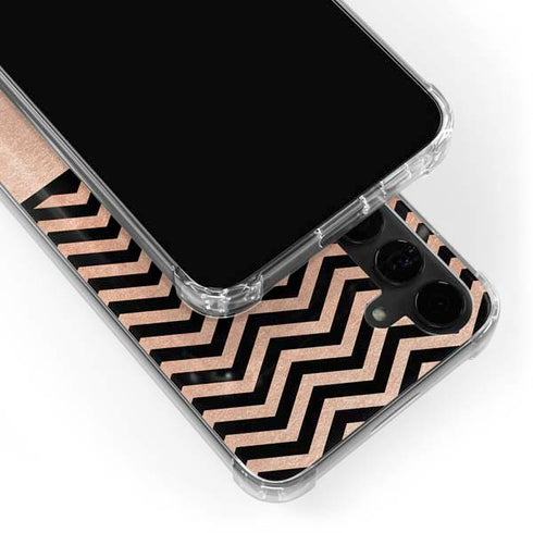Rose Gold Chevron Split Galaxy S24 Plus Clear Case