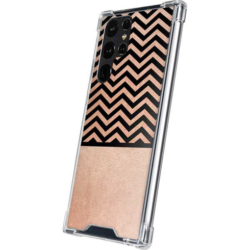 Rose Gold Chevron Split Galaxy S24 Ultra Clear Case