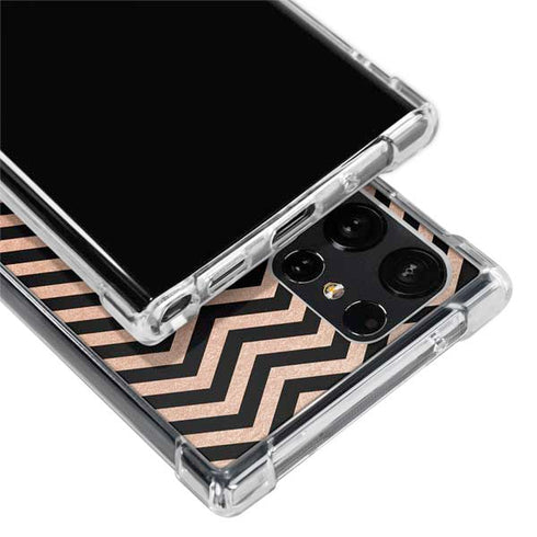Rose Gold Chevron Split Galaxy S24 Ultra Clear Case