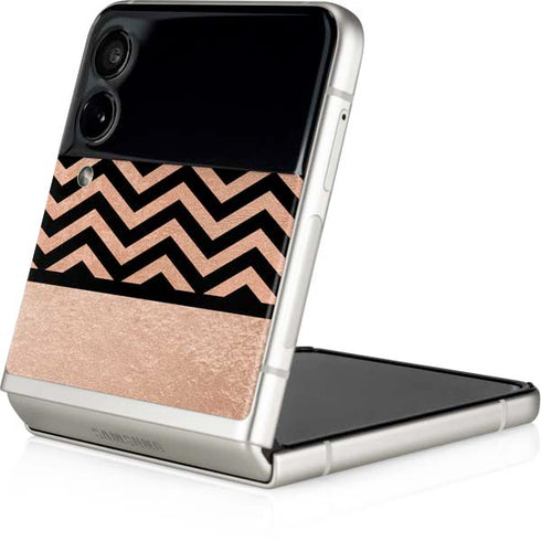 Rose Gold Chevron Split Galaxy Z Flip4 5G Skin