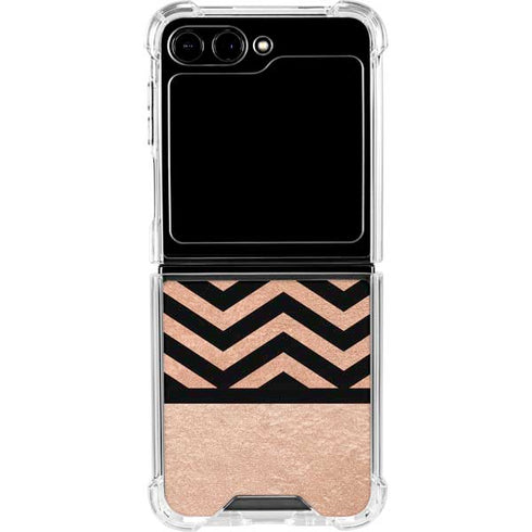 Rose Gold Chevron Split Galaxy Z Flip5 5G Clear Case