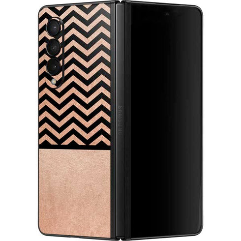 Rose Gold Chevron Split Galaxy Z Fold3 5G Skin