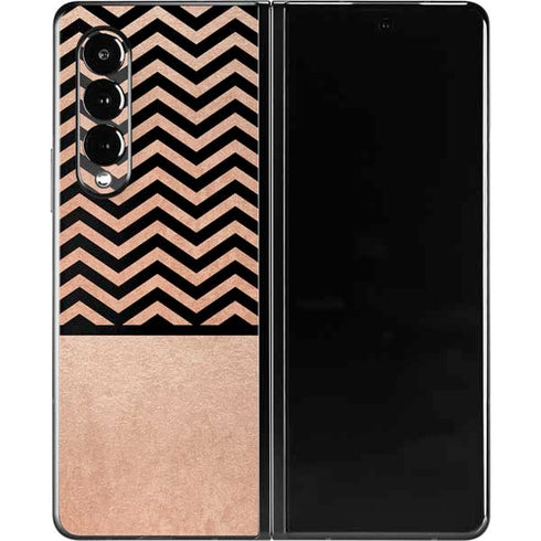Rose Gold Chevron Split Galaxy Z Fold3 5G Skin