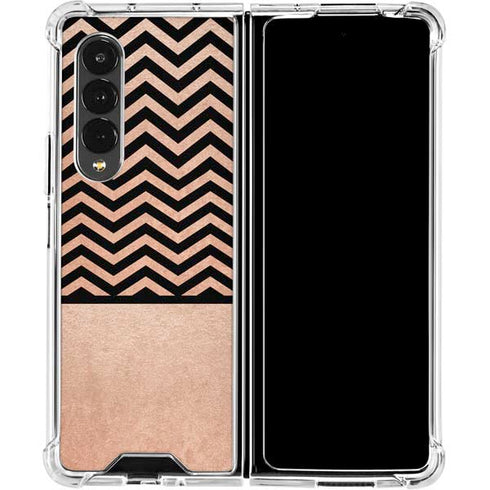 Rose Gold Chevron Split Galaxy Z Fold4 5G Clear Case