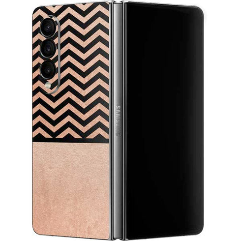 Rose Gold Chevron Split Galaxy Z Fold4 5G Skin