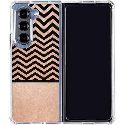 Rose Gold Chevron Split Galaxy Z Fold5 5G Clear Case