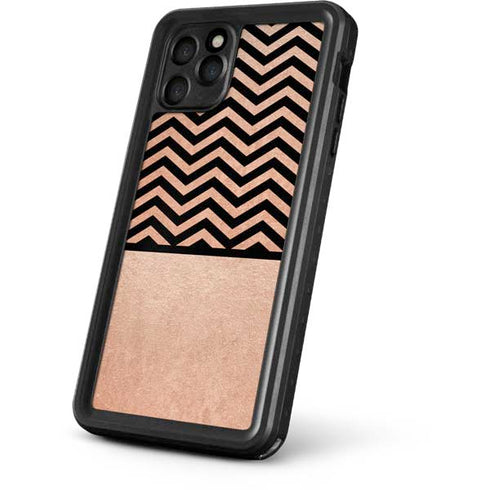 Rose Gold Chevron Split iPhone 11 Pro Max Waterproof Case