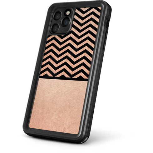 Rose Gold Chevron Split iPhone 11 Pro Waterproof Case