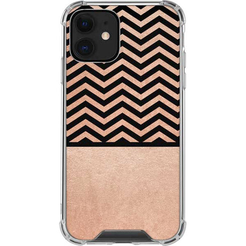 Rose Gold Chevron Split iPhone 12 Clear Case