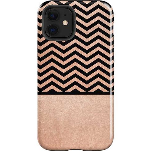 Rose Gold Chevron Split iPhone 12 Impact Case