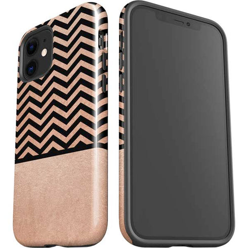 Rose Gold Chevron Split iPhone 12 Impact Case