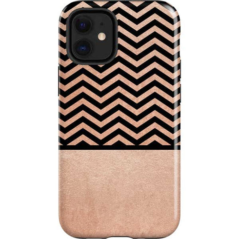 Rose Gold Chevron Split iPhone 12 Mini Impact Case