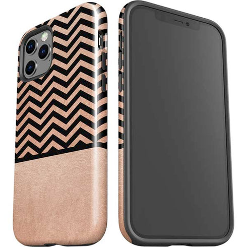 Rose Gold Chevron Split iPhone 12 Pro Impact Case