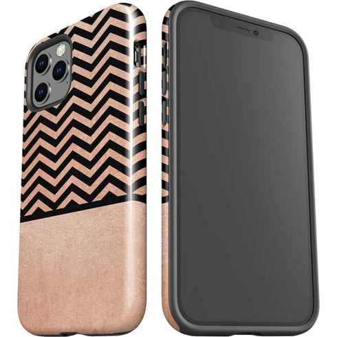 Rose Gold Chevron Split iPhone 12 Pro Max Impact Case