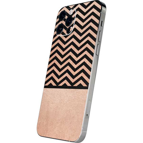 Rose Gold Chevron Split iPhone 12 Pro Skin