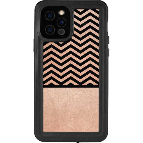 Rose Gold Chevron Split iPhone 12 Pro Waterproof Case
