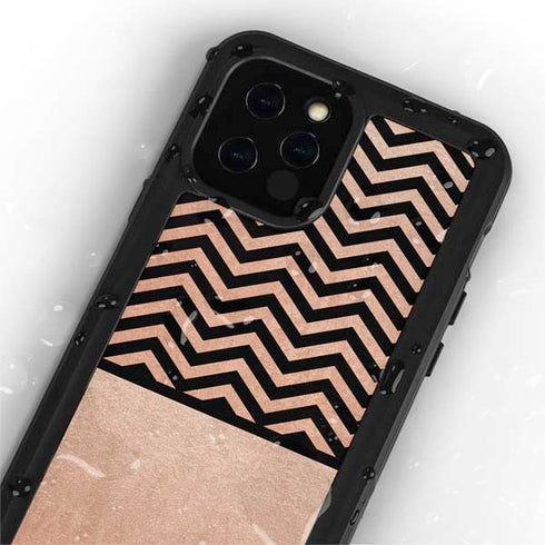 Rose Gold Chevron Split iPhone 12 Pro Waterproof Case