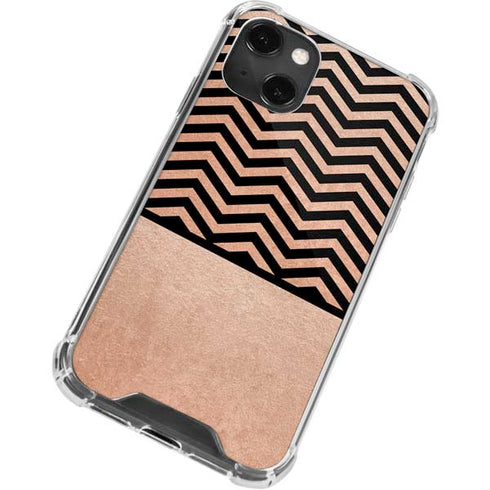 Rose Gold Chevron Split iPhone 13 Mini Clear Case