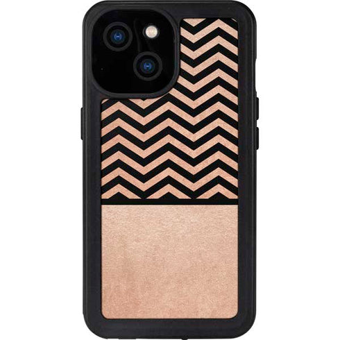 Rose Gold Chevron Split iPhone 13 Mini Waterproof Case
