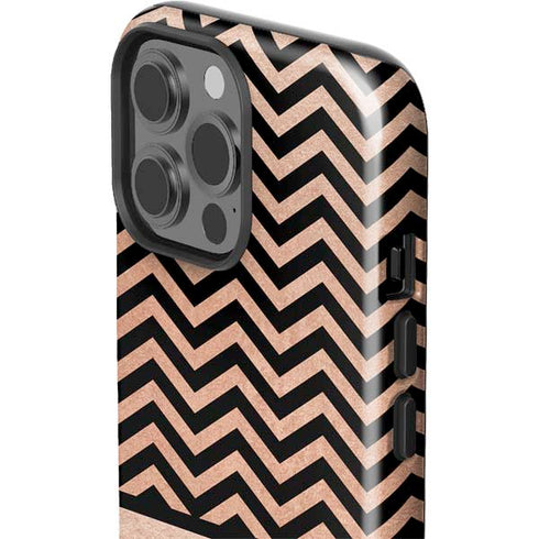 Rose Gold Chevron Split iPhone 13 Pro Max Impact Case