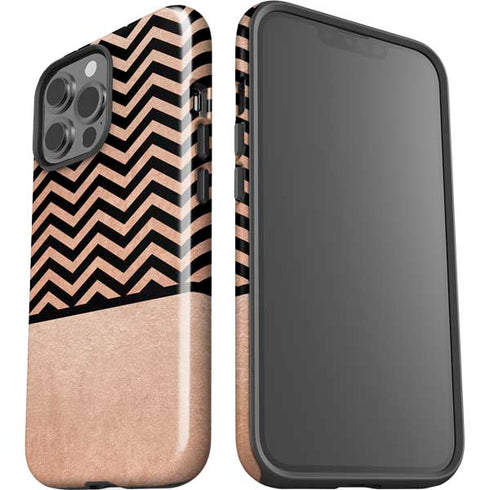 Rose Gold Chevron Split iPhone 13 Pro Max Impact Case