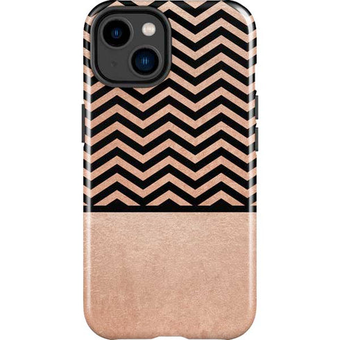 Rose Gold Chevron Split iPhone 14 Plus Impact Case